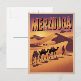 Retro Merzouga sahara camel ride morocco travel  ポストカード