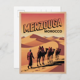 Retro Merzouga sahara camel ride morocco travel  ポストカード