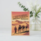 Retro Merzouga sahara camel ride morocco travel  ポストカード (スタンド正面)