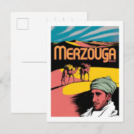 Retro Merzouga sahara camel ride morocco travel  ポストカード