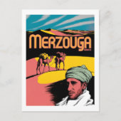 Retro Merzouga sahara camel ride morocco travel ポストカード (正面)