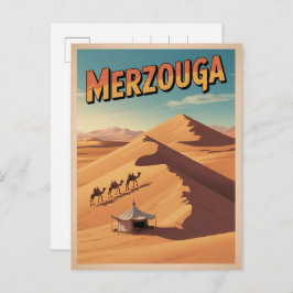 Retro Merzouga sahara camel ride morocco travel  ポストカード