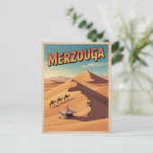 Retro Merzouga sahara camel ride morocco travel  ポストカード (スタンド正面)