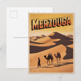 Retro Merzouga sahara camel ride morocco travel  ポストカード