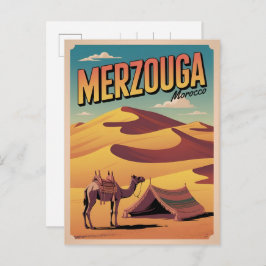Retro Merzouga sahara camel ride morocco travel gi ポストカード