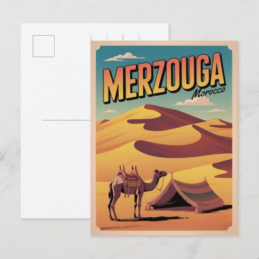 Retro Merzouga sahara camel ride morocco travel gi ポストカード (正面/裏面)