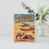 Retro Merzouga sahara camel ride morocco travel gi ポストカード (スタンド正面)