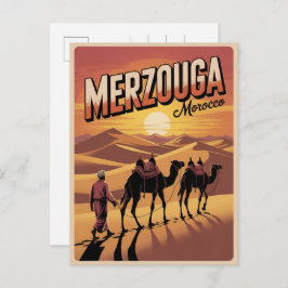 Retro Merzouga sahara camel ride morocco travel gi ポストカード