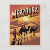 Retro Merzouga sahara camel ride morocco travel gi ポストカード (正面)