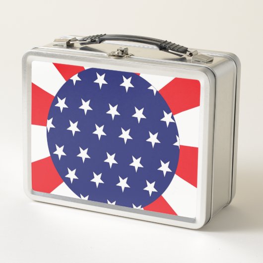 Retro Metal Lunchbox With Stars and Stripes  メタルランチボックス (正面)