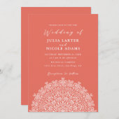 Retro Mexican Terrain Flourishing Mandala Wedding 招待状 (正面/裏面)