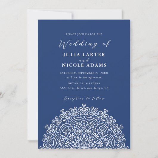 Retro Mexican Terrain Flourishing Mandala Wedding 招待状 (正面)