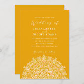 Retro Mexican Terrain Flourishing Mandala Wedding 招待状 (正面/裏面)