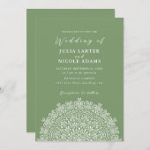 Retro Mexican Terrain Flourishing Mandala Wedding 招待状 (正面/裏面)