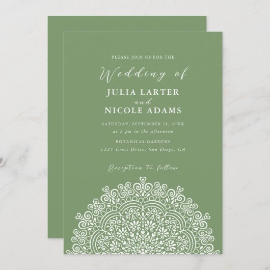 Retro Mexican Terrain Flourishing Mandala Wedding 招待状 (正面/裏面)