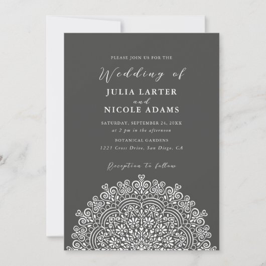 Retro Mexican Terrain Flourishing Mandala Wedding 招待状 (正面)