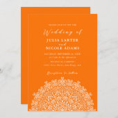 Retro Mexican Terrain Flourishing Mandala Wedding 招待状 (正面/裏面)