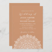 Retro Mexican Terrain Flourishing Mandala Wedding 招待状 (正面/裏面)