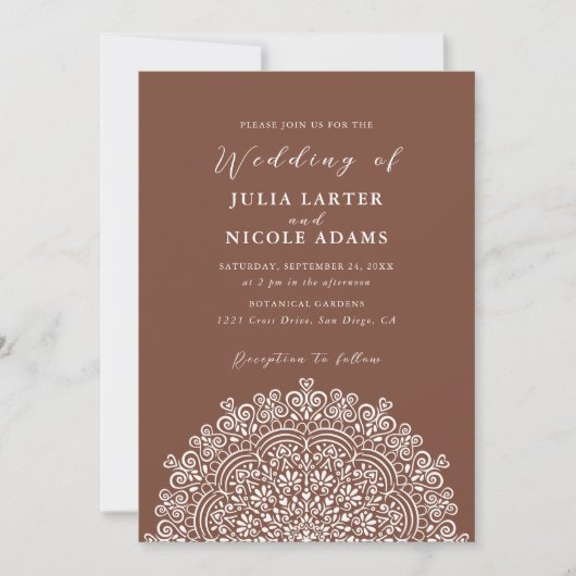 Retro Mexican Terrain Flourishing Mandala Wedding 招待状 (正面)