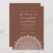 Retro Mexican Terrain Flourishing Mandala Wedding 招待状 (正面/裏面)