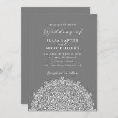 Retro Mexican Terrain Flourishing Mandala Wedding 招待状 (正面/裏面)