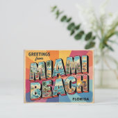 Retro Miami Beach Florida Travel Postcard Design ポストカード (スタンド正面)