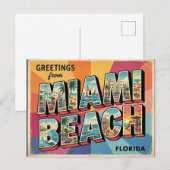 Retro Miami Beach Florida Travel Postcard Design ポストカード (正面/裏面)