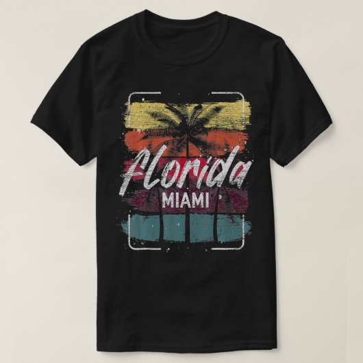 Retro Miami Beach Tropic Summer Vacation Palm Tree Tシャツ (デザイン正面)
