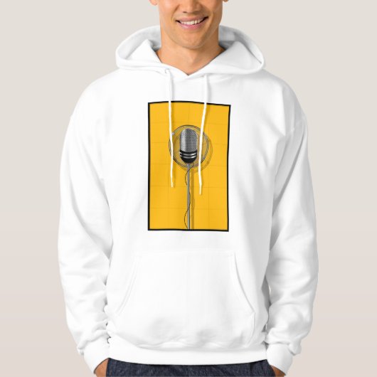 Retro Microphone on Bold Yellow パーカ (正面)