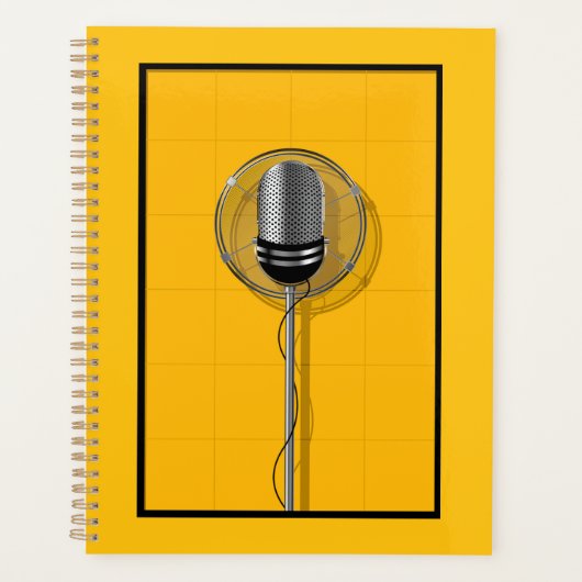 Retro Microphone on Bold Yellow プランナー手帳 (正面)