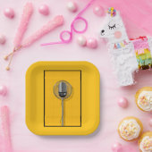 Retro Microphone on Bold Yellow ペーパープレート (パーティー)