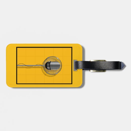 Retro Microphone on Bold Yellow ラゲッジタグ (裏面横)