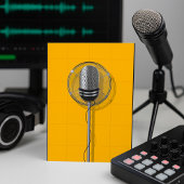 Retro Microphone on Bold Yellow 招待状