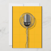 Retro Microphone on Bold Yellow 招待状 (正面)