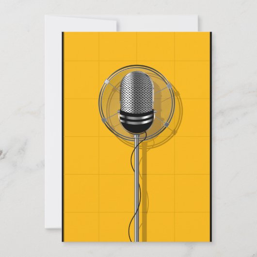 Retro Microphone on Bold Yellow 招待状 (正面)