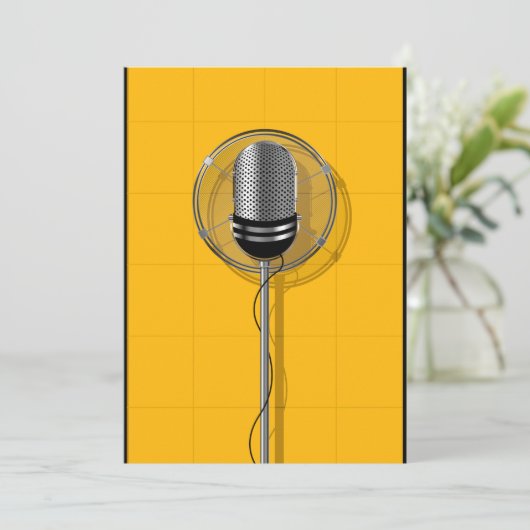 Retro Microphone on Bold Yellow 招待状 (スタンド正面)