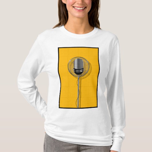 Retro Microphone on Bold Yellow Tシャツ (正面)