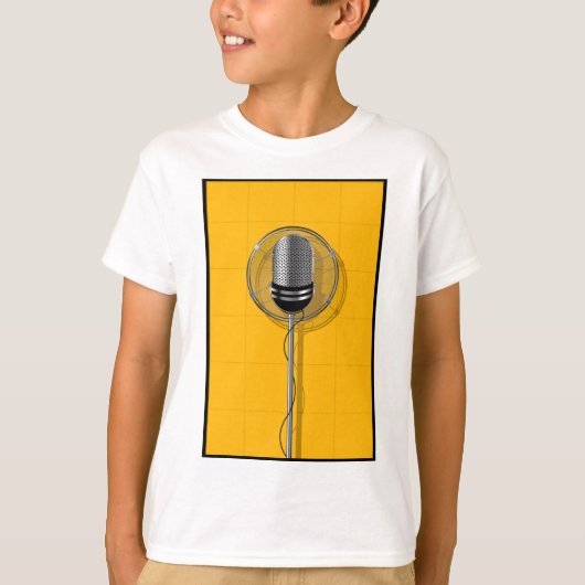 Retro Microphone on Bold Yellow Tシャツ (正面)