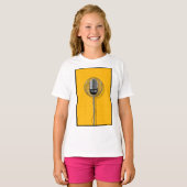 Retro Microphone on Bold Yellow Tシャツ (正面フル)
