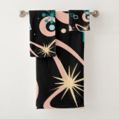 Retro Mid Century Abstract Pattern Teal And Coral バスタオルセット (インサイチュ)
