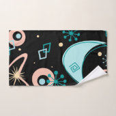 Retro Mid Century Abstract Pattern Teal And Coral バスタオルセット (ハンドタオル)