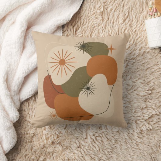 Retro Mid-Century Abstract Throw Pillow クッション (ブランケット)