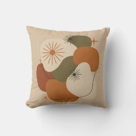 Retro Mid-Century Abstract Throw Pillow クッション