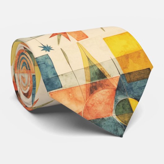 Retro Mid Century Atomic Geometric Pattern ネクタイ (ロール)