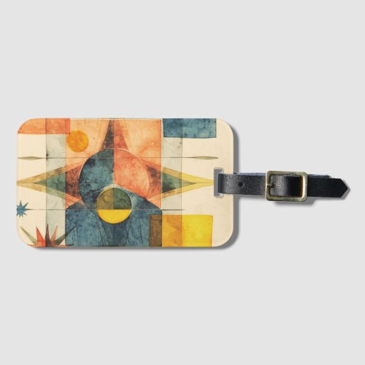 Retro Mid Century Atomic Geometric Pattern ラゲッジタグ (正面横)