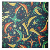 Retro Mid-Century Atomic Starburst All-Over Patter タイル (正面)