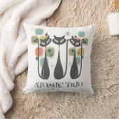 Retro Mid Century Black Atomic Cats MCM クッション (ブランケット)