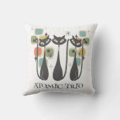 Retro Mid Century Black Atomic Cats MCM クッション (裏面)