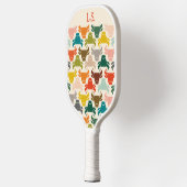Retro Mid-Century Bull Pattern Monogrammed  ピックルボールラケット (左)