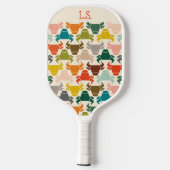 Retro Mid-Century Bull Pattern Monogrammed  ピックルボールラケット (裏面)
